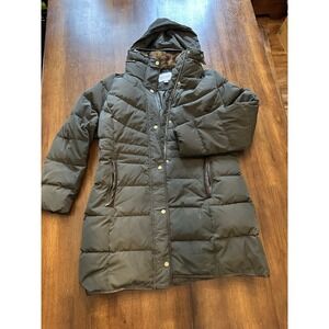 Cole Haan Women's Down Puffer Jacket with Packable Hood in Dark Green Size XL